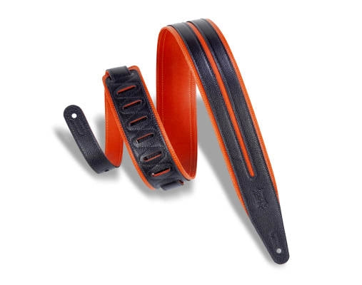 Sangle de guitare Levys - Double bande de course de 6,35 cm (2-1/2 pouces) - Orange/Noir