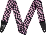 Sangle Fender en polyester à damier ondulé - Rose