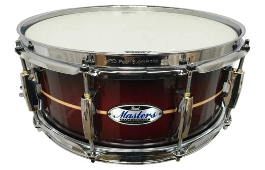 Pearl - Masters Maple Complete 6.5x14 Snare Drum - Red Burst Stripe
