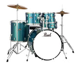 Batterie Pearl Roadshow 5 pièces (22", 10", 12", 16", grosse caisse) avec accessoires et cymbales - Bleu turquoise