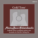 Cordes en nylon gainées d'argent Microbass Silverbacks, ton or, 49-115