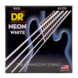 DR Strings - Jeu de cordes pour basse avec revêtement blanc fluo - Medium 45-105