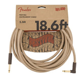 Câble d'instrument Fender Festival Hemp, droit/coudé, 18,6 m - Naturel