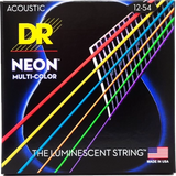 DR Strings - Jeu de cordes pour guitare acoustique multicolore fluo - 12-54