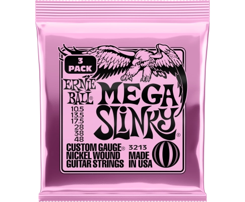 Ernie Ball - Lot de 3 cordes électriques Mega Slinky 10,5-48
