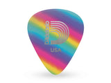 D'Addario - Médiators classiques en celluloïd, arc-en-ciel, épais (1,0 mm) - Lot de 100