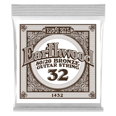 Corde simple pour guitare acoustique Ernie Ball Earthwood 80/20 Bronze - .032