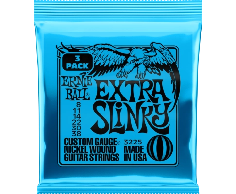 Ernie Ball - Lot de 3 cordes électriques Extra Slinky 8-38