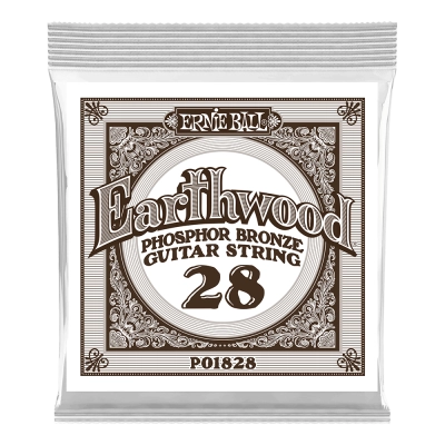Corde simple pour guitare acoustique Earthwood en bronze phosphoreux Ernie Ball - .028