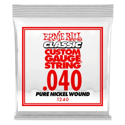 Corde simple pour guitare électrique Ernie Ball Classic, filée en nickel pur, .040