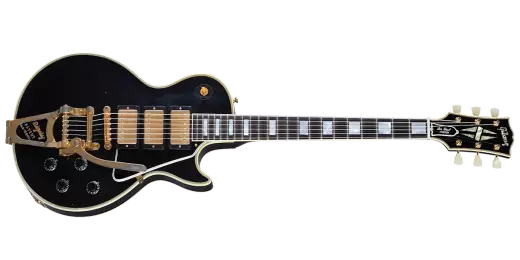 Gibson Custom Shop - Réédition Les Paul Custom 1957 3 micros avec Bigsby - Ébène vieilli clair