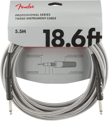 Câble d'instrument Fender - Série Professionnelle, 18,6 m, Tweed blanc