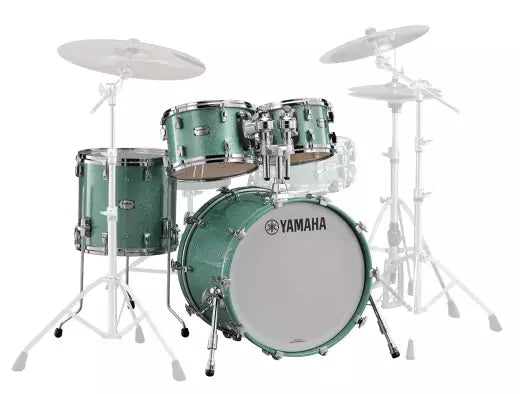 Yamaha - Absolute Hybrid Maple 4-Piece Shell Pack (20,10,12,14) - Jade Green Sparkle