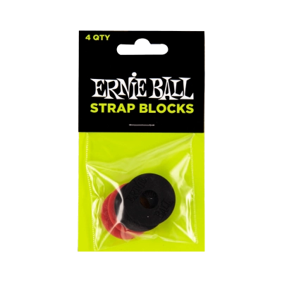 Ernie Ball - Blocs de sangle - Lot de 4 - Noir/Rouge