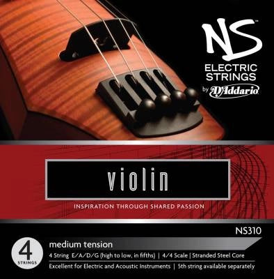D'Addario Orchestral - NS310 - Jeu de cordes pour violon électrique NS, diapason 4/4, tension moyenne