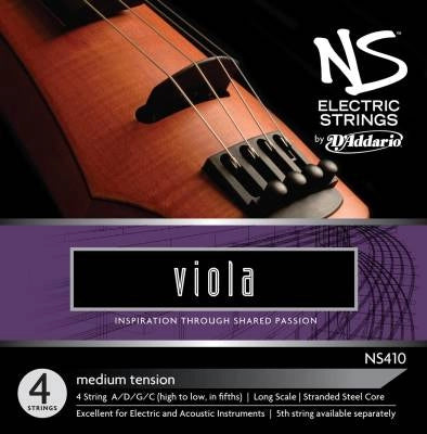 D'Addario Orchestral - NS410 - Jeu de cordes pour alto électrique NS, diapason long, tension moyenne