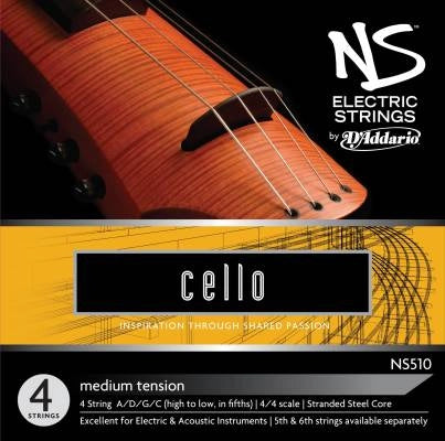 D'Addario Orchestral - NS510 - Jeu de cordes pour violoncelle électrique D'Addario NS, diapason 4/4, tension moyenne