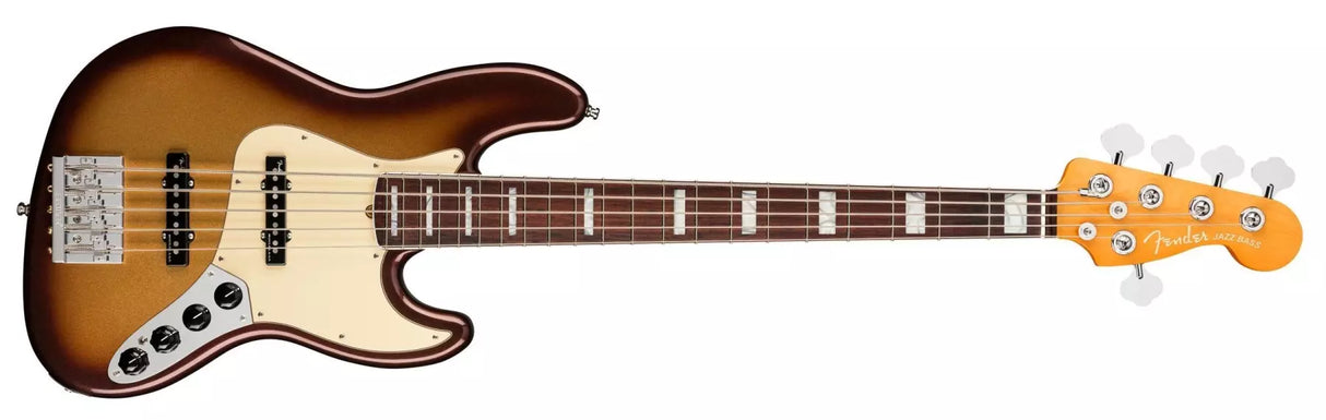 Basse American Ultra Jazz V, touche en palissandre - Mocha Burst