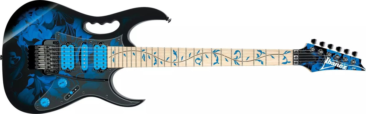 Ibanez - Guitare électrique Steve Vai Signature JEM Premium - Bleu Floral