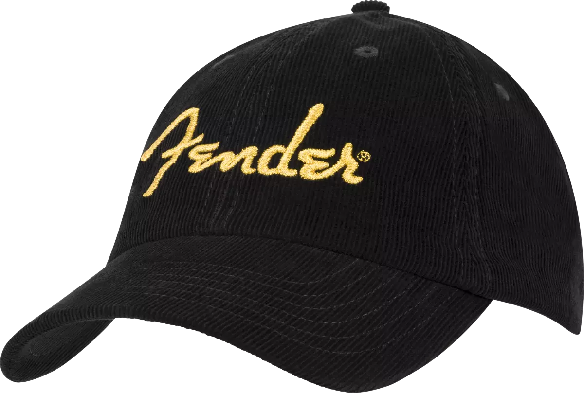Casquette de baseball Fender Gold Spaghetti Logo en velours côtelé - Noire