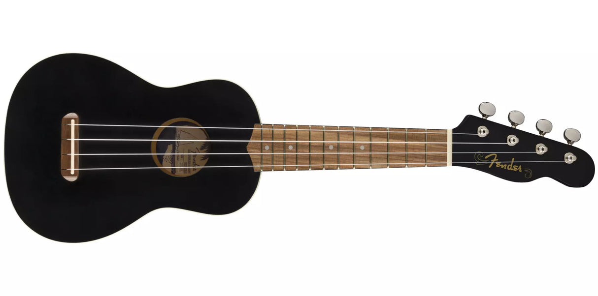 Fender - Venice Soprano Ukulele, Walnut Fretboard - Black 0971610706