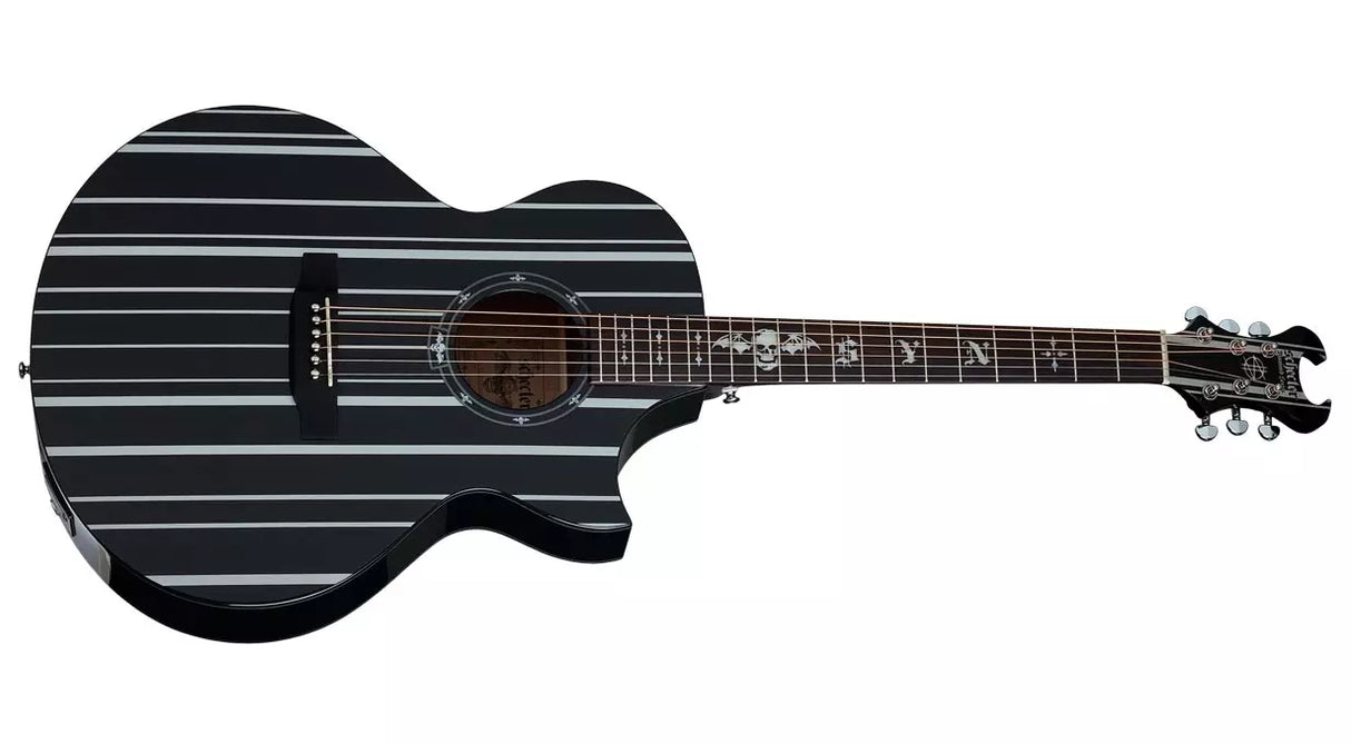 Guitare acoustique Schecter Synyster Gates AC-GA SC - Noir brillant avec liserés argentés 3700-SHC