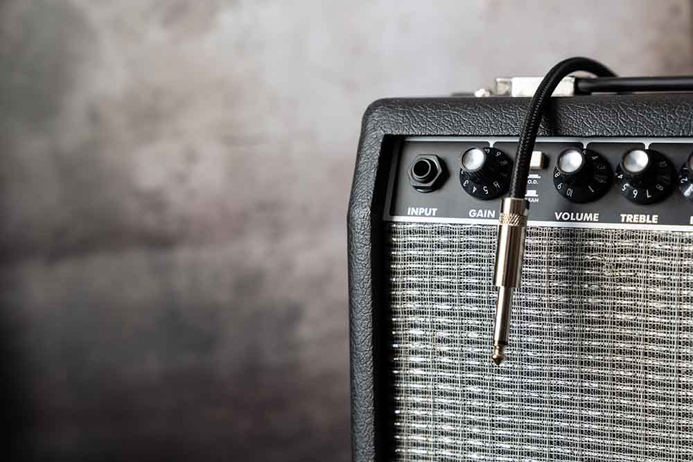 close up of electric guitar amplifier