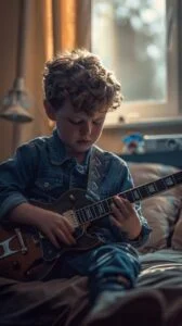 enfant jouant guitare electrique enfant enfant jouant guitare electrique enfant